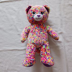 Build A Bear Rainbow Confetti Leopard Kitty Cat Plush Stuffed Animal 16" Sound
